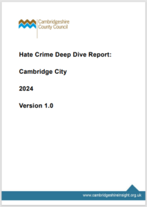 The cover page for the Cambridge City hate crime deep dive report.
