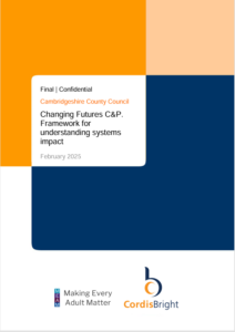 Cover of the report by Cordis Bright, blue and orange colour blocks